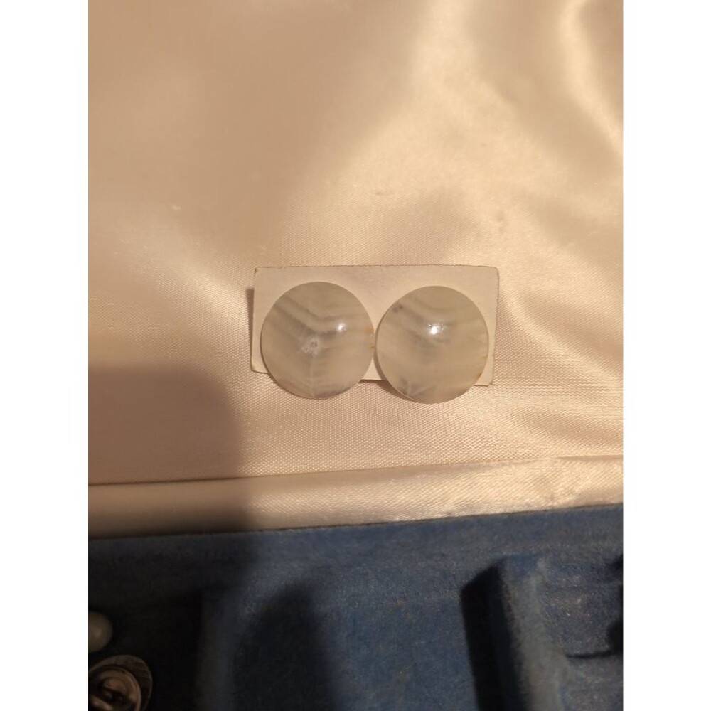 Vintage Frosted Lucite Dome Clip-On Earrings
